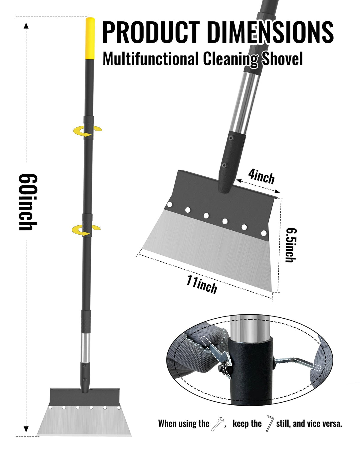 BlumeTrec Garden Flat Shovel adjustable-handle for comfortable reach.