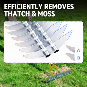 BlumeTrec manganese steel head provides durable dethatching performance.