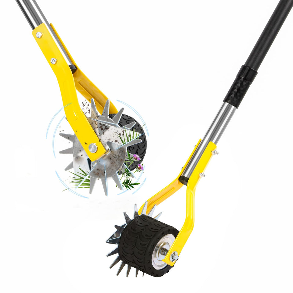 BlumeTrec manual edger with adjustable handle for comfortable lawn edging along borders.