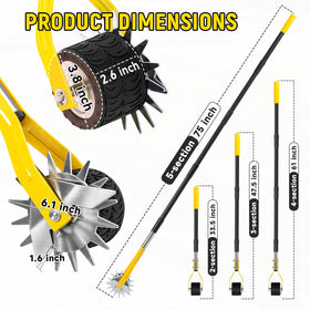 BlumeTrec 2.6-inch-wide wheel provides stability on uneven grass edges.