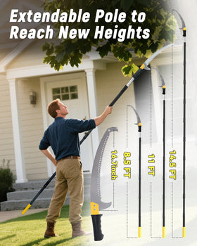 BlumeTrec pole saw with 8.5ft reach for close pruning tasks
