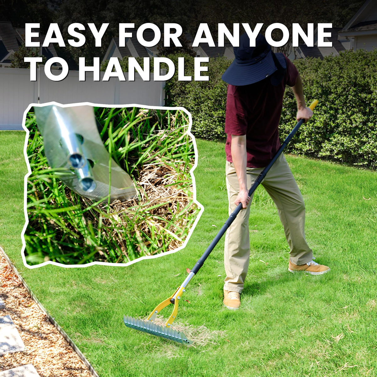 BlumeTrec stainless steel handle with cushioned grip reduces fatigue during use.