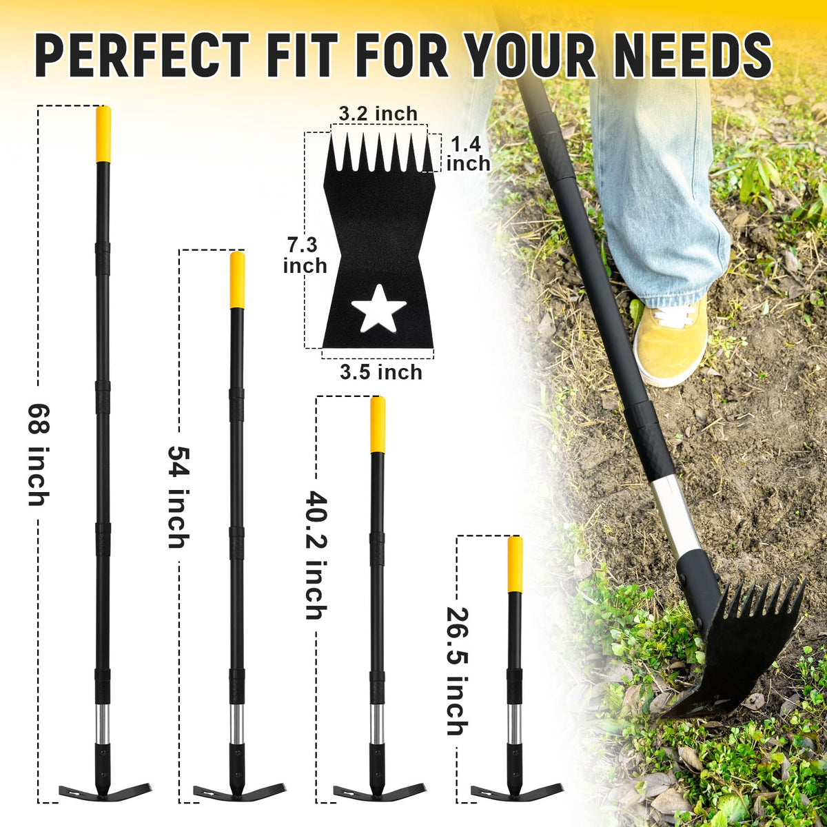 BlumeTrec stand-up weed puller in use for upright weed removal