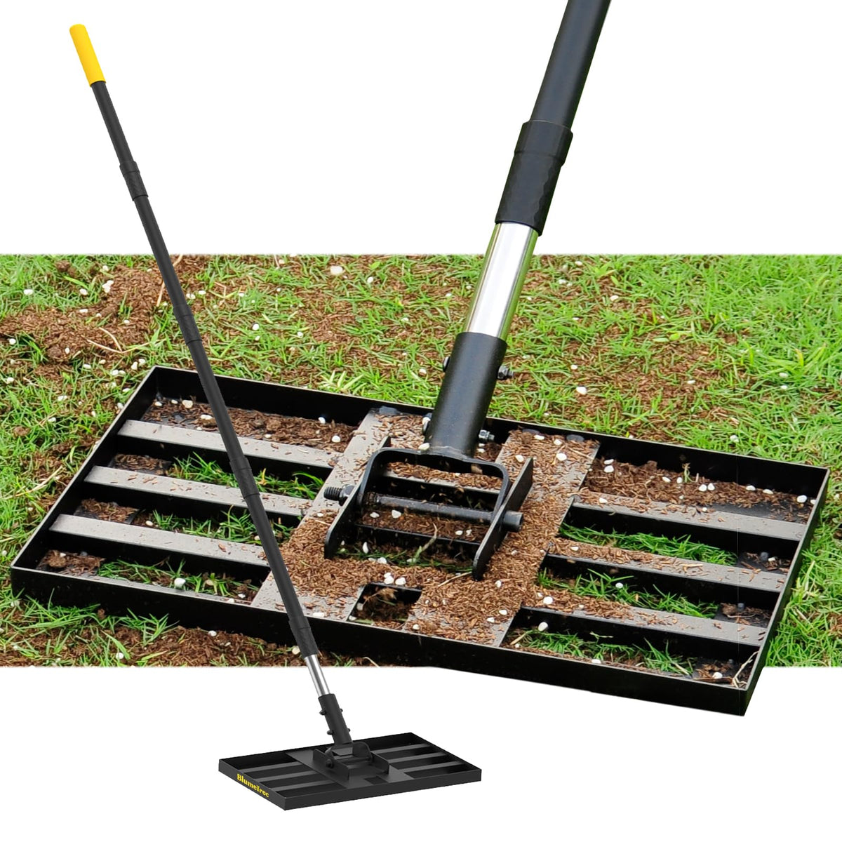 BlumeTrec Lawn Leveling Rake 17x10 head for smooth soil leveling on lawns