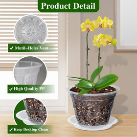 Blumiger 5-inch orchid pot with saucer demonstrates spill-free watering capability.