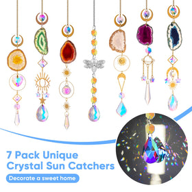 BlumWay agate-slice crystal pendant reflects colorful light in rooms
