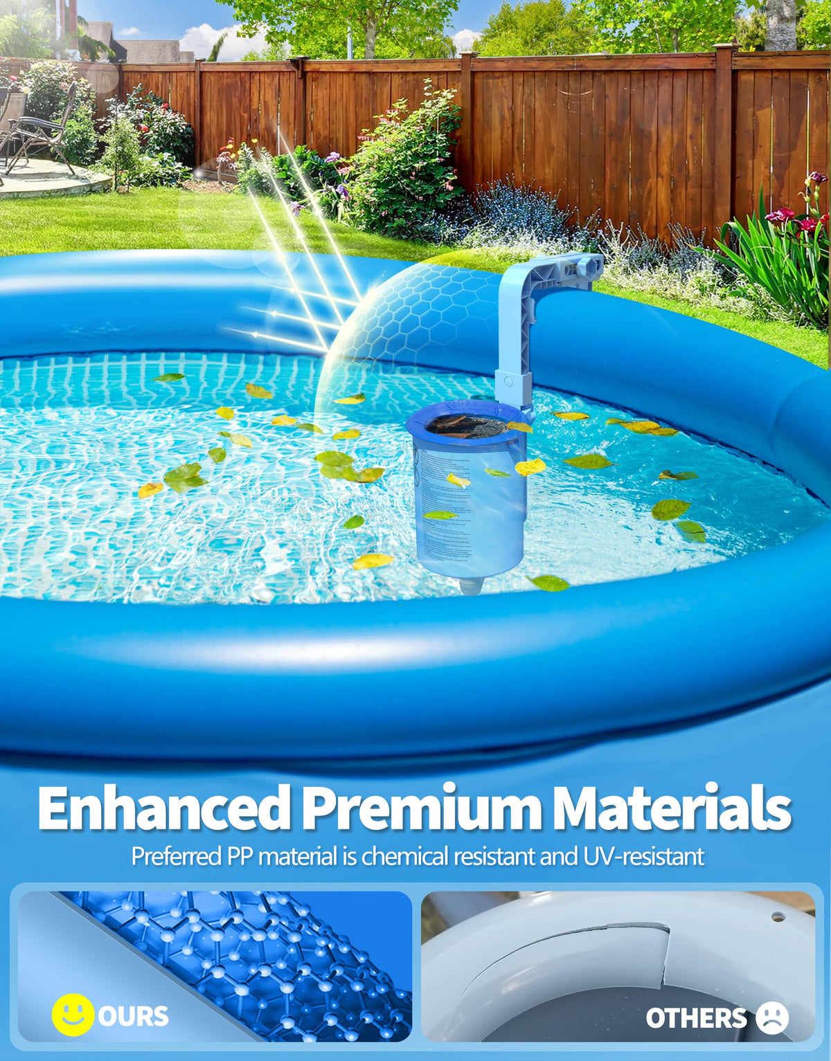 BluSwim easy-install setup enables quick pool cleaning.