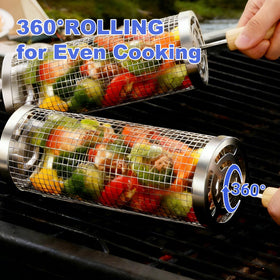 Bmavysa 360-degree rotation ensuring even cooking on the grill.
