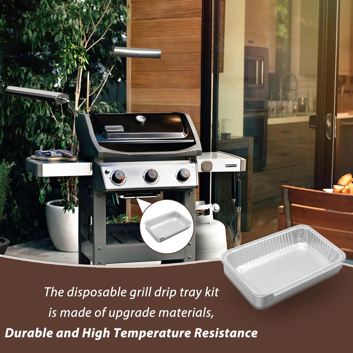 BMMXBI 10-pack drip pan liners for quick cleanup after grilling.