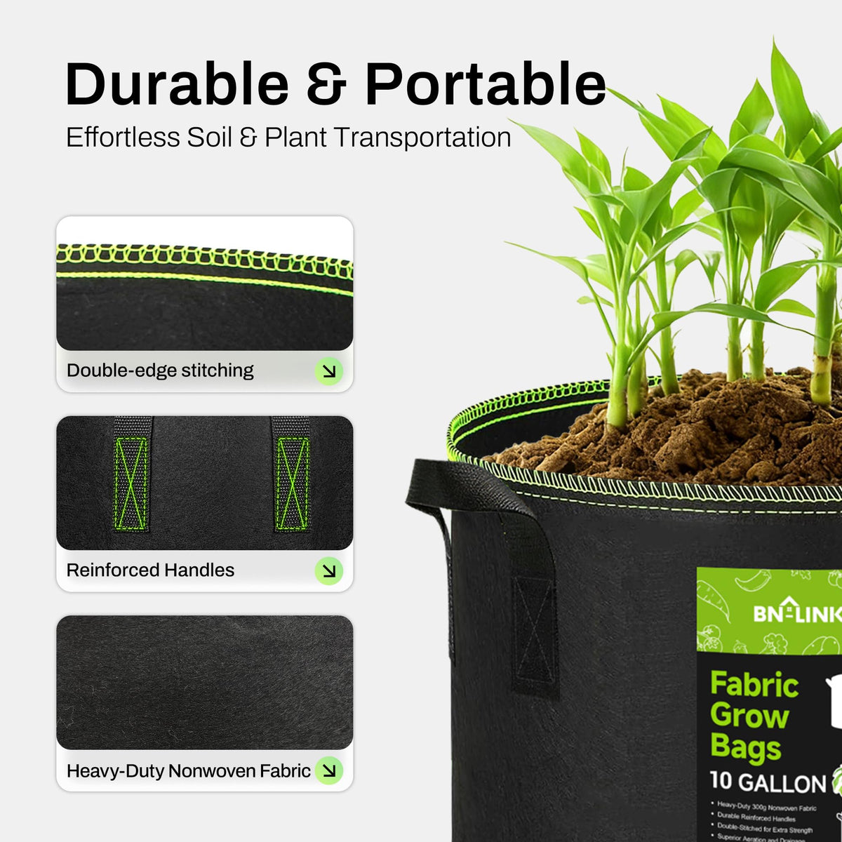 BN-LINK 5-gallon bag on a balcony garden with vegetables