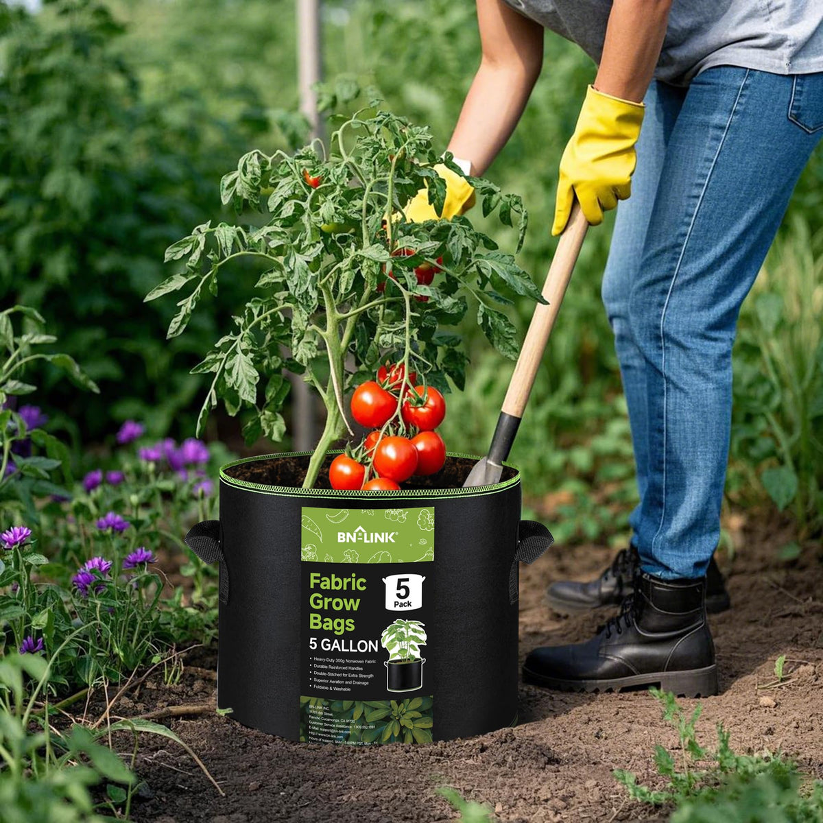 BN-LINK grow bag showing aeration and drainage for healthy roots