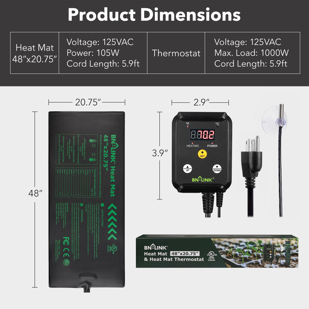 BN-LINK digital thermostat controller with clear display for easy temp control.