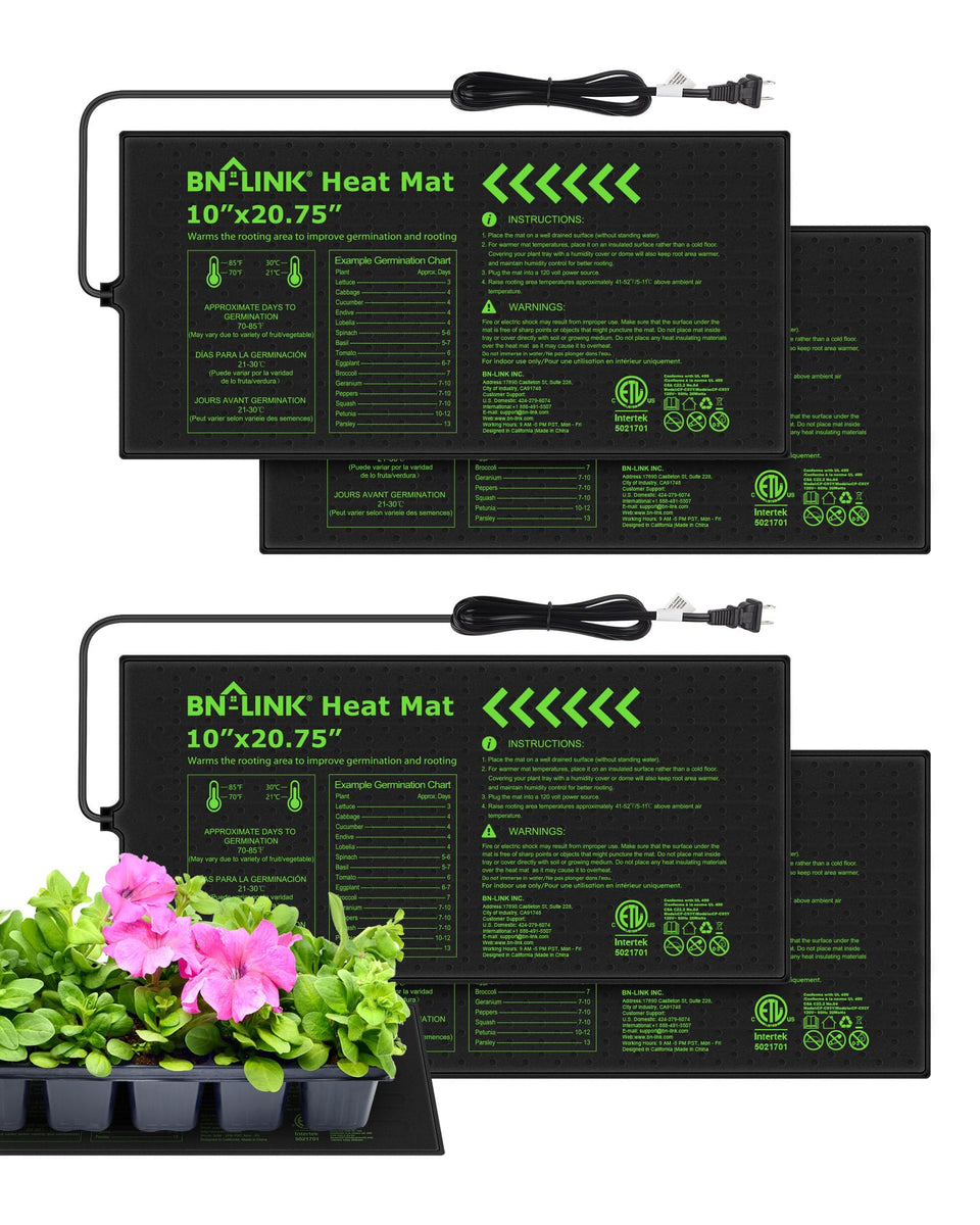 BN-LINK seedling heat mat under tray for uniform warmth aiding germination