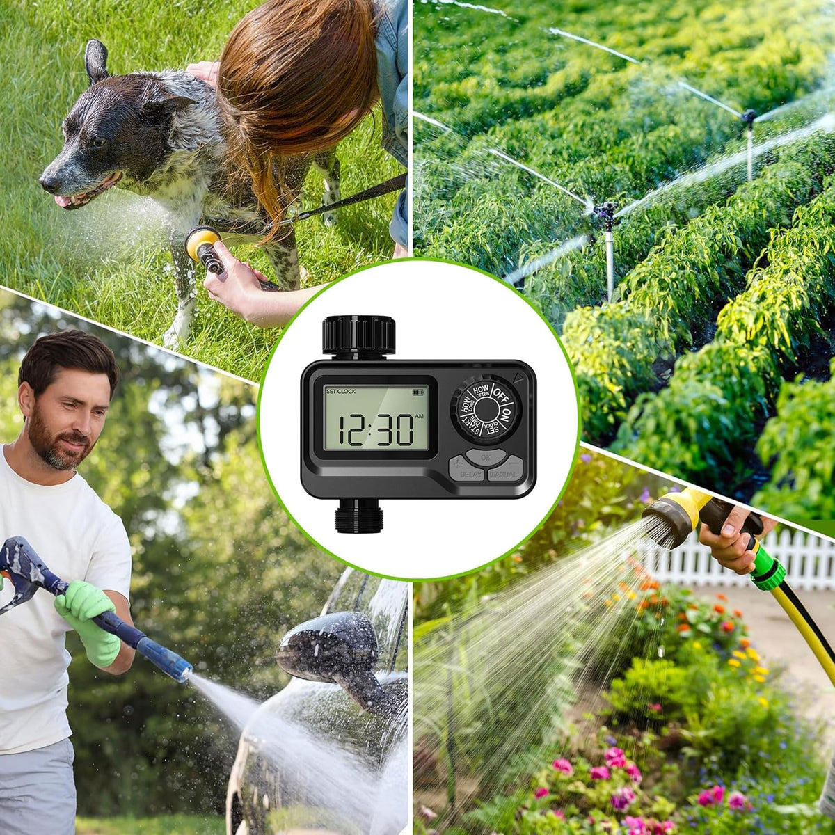 BN-LINK outdoor irrigation setup ideal for gardens, lawns, and patios.