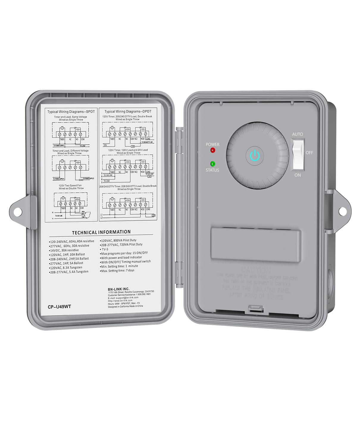 BN-LINK pool pump timer outdoor box front view for reliable outdoor control.