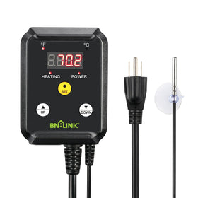 BN-LINK reptile thermostat front view with intuitive controls for precise heat management.