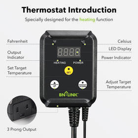 BN-LINK thermostat setup panel showing quick Fahrenheit-Celsius switching for flexible temperature control.