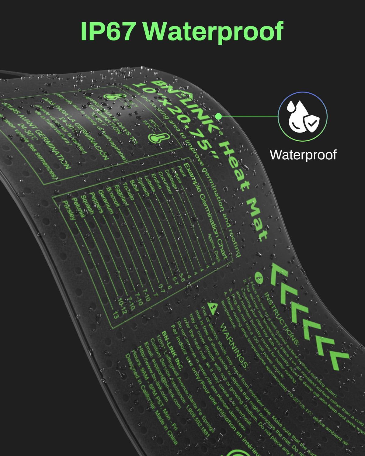 BN-LINK seed start mat for indoor garden supports steady growth conditions