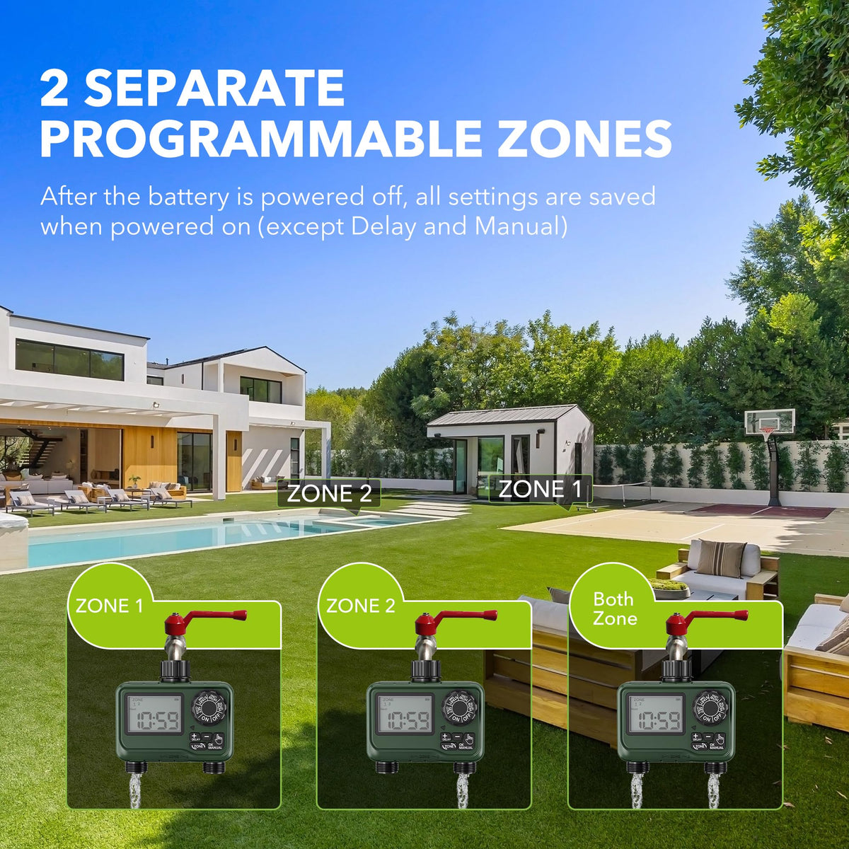 BN-LINK sprinkler timer IP54 weatherproof design withstands outdoor conditions.