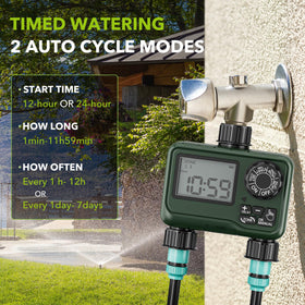BN-LINK sprinkler timer large LCD display for easy schedule setup outdoors.