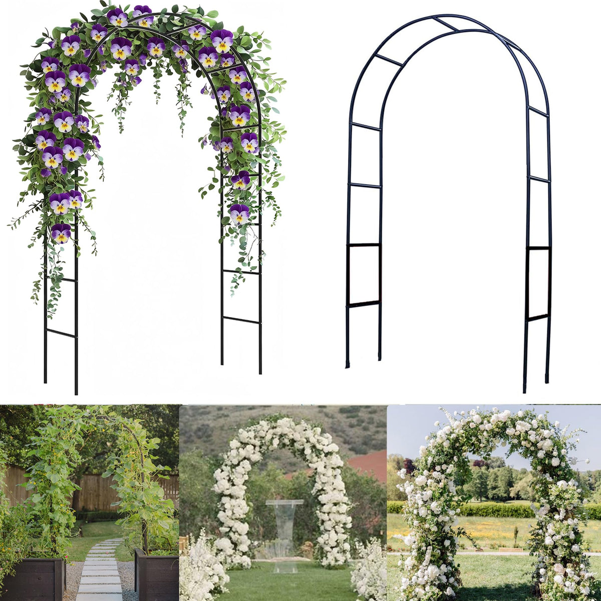 Bnecnet garden arch trellis with a 4.6 x 7.8 ft frame supports climbing plants for a lush entrance.