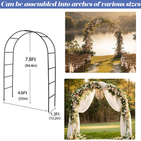 Bnecnet metal arch with easy assembly creates a quick garden focal point.