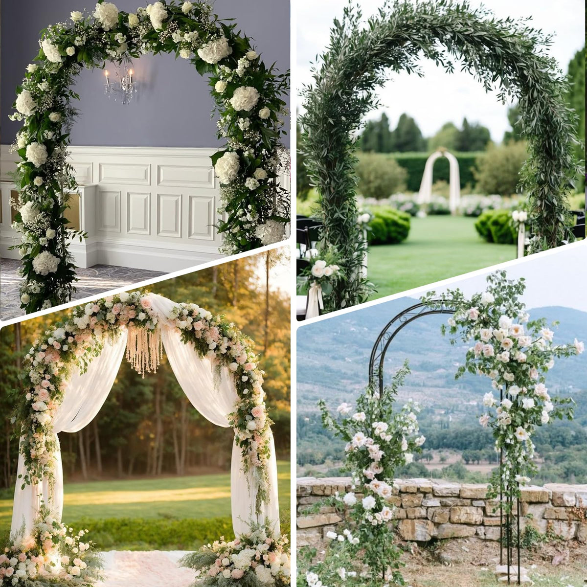 Bnecnet wedding arch decor backdrop offers a romantic outdoor setting for events.