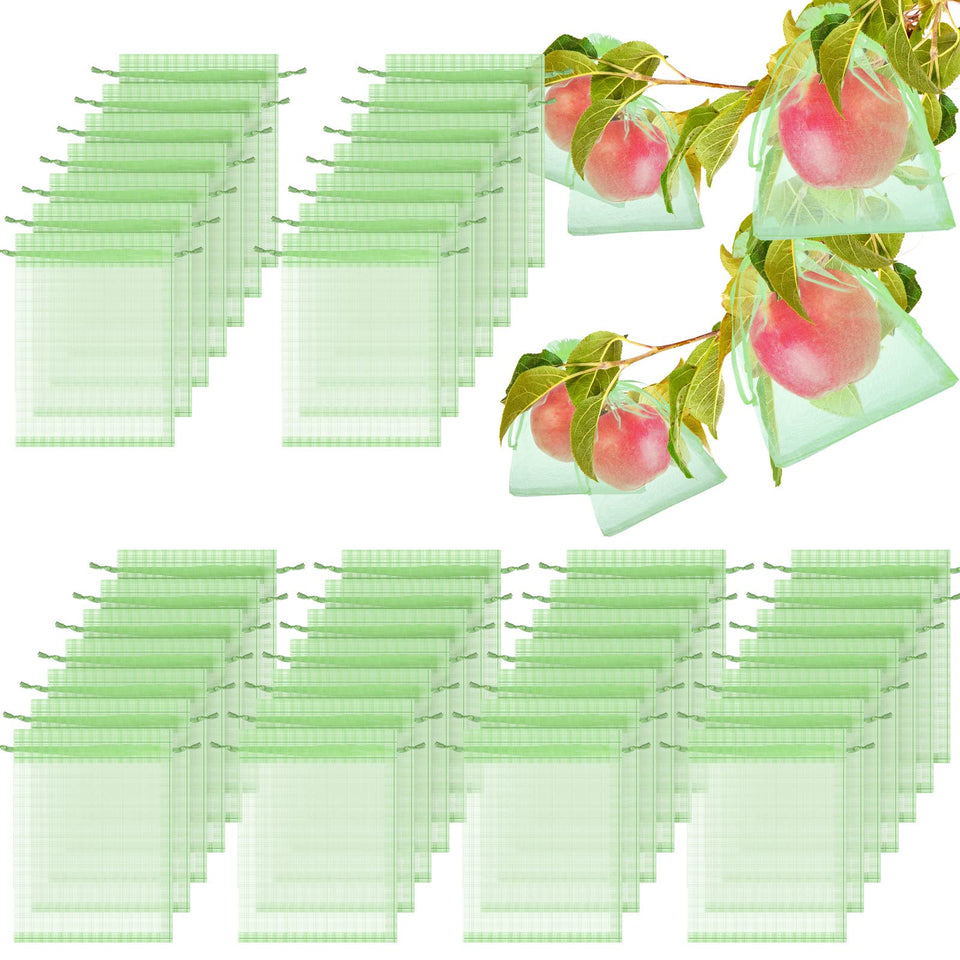 Boao 200-pack fruit protection bags with drawstring protect fruit from birds while allowing sunlight.