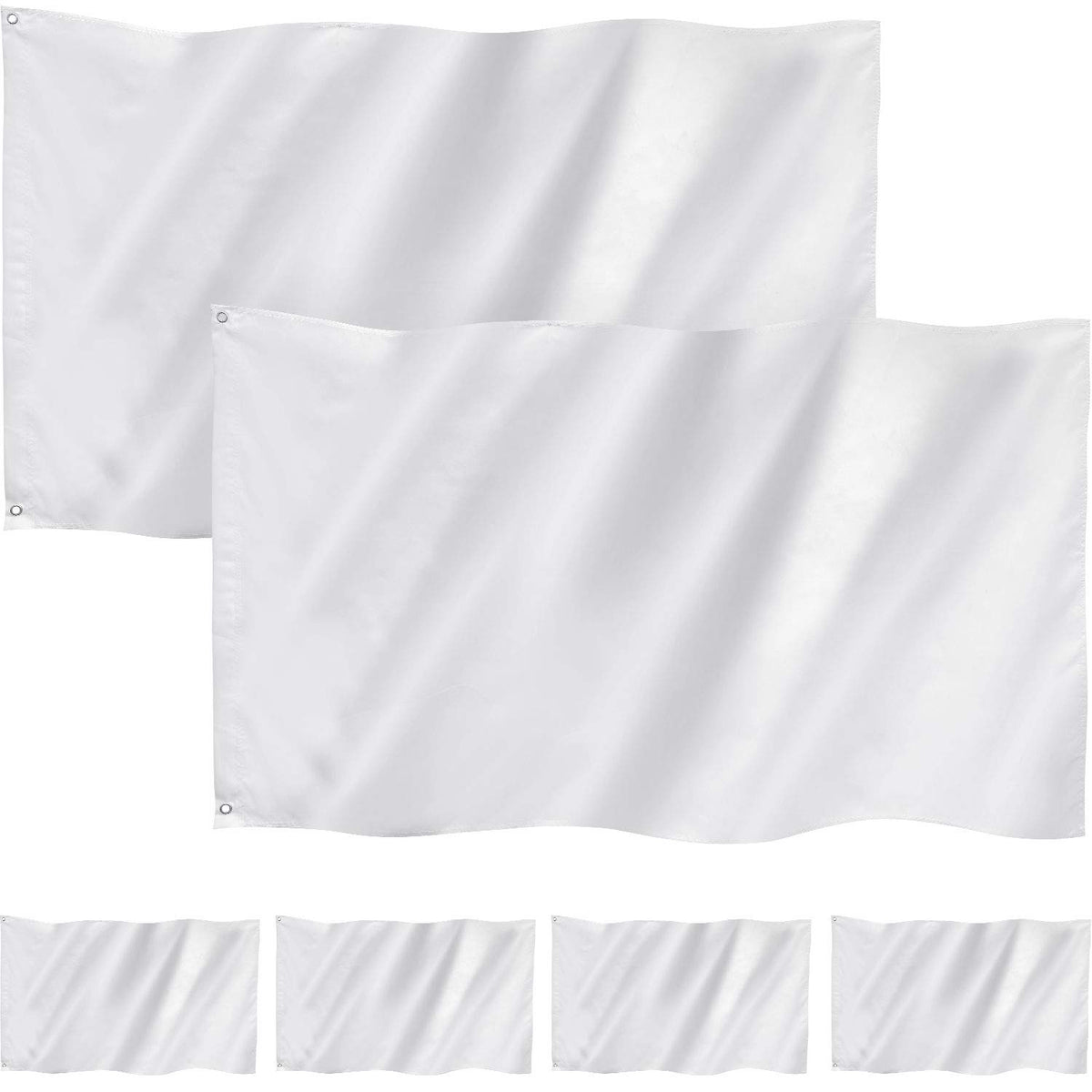 Boao 6-piece 3x5 ft white flags with plain design for outdoor decoration and DIY projects