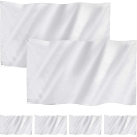 Boao 6-piece 3x5 ft white flags with plain design for outdoor decoration and DIY projects