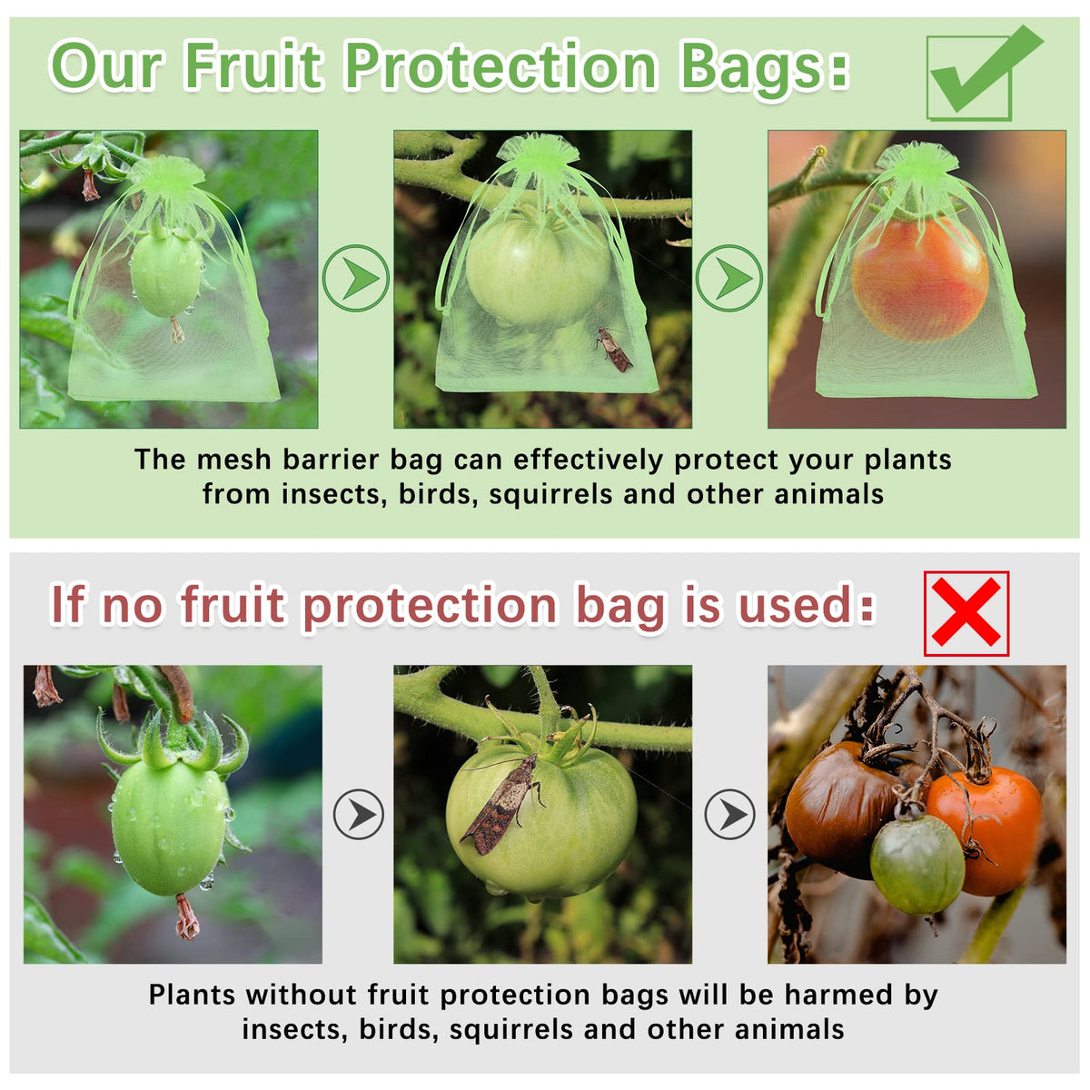 Boao 15x20cm fruit bags easy to use, ideal for peaches and tomatoes.