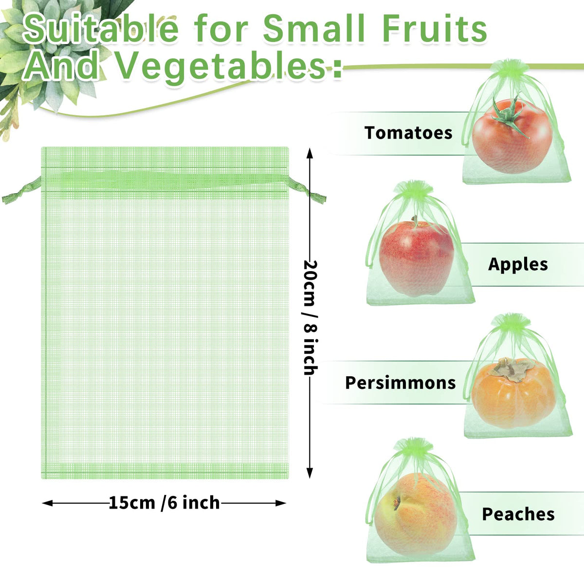 Boao green fruit bags 15x20 cm cover peaches and grapes, reducing spoilage.