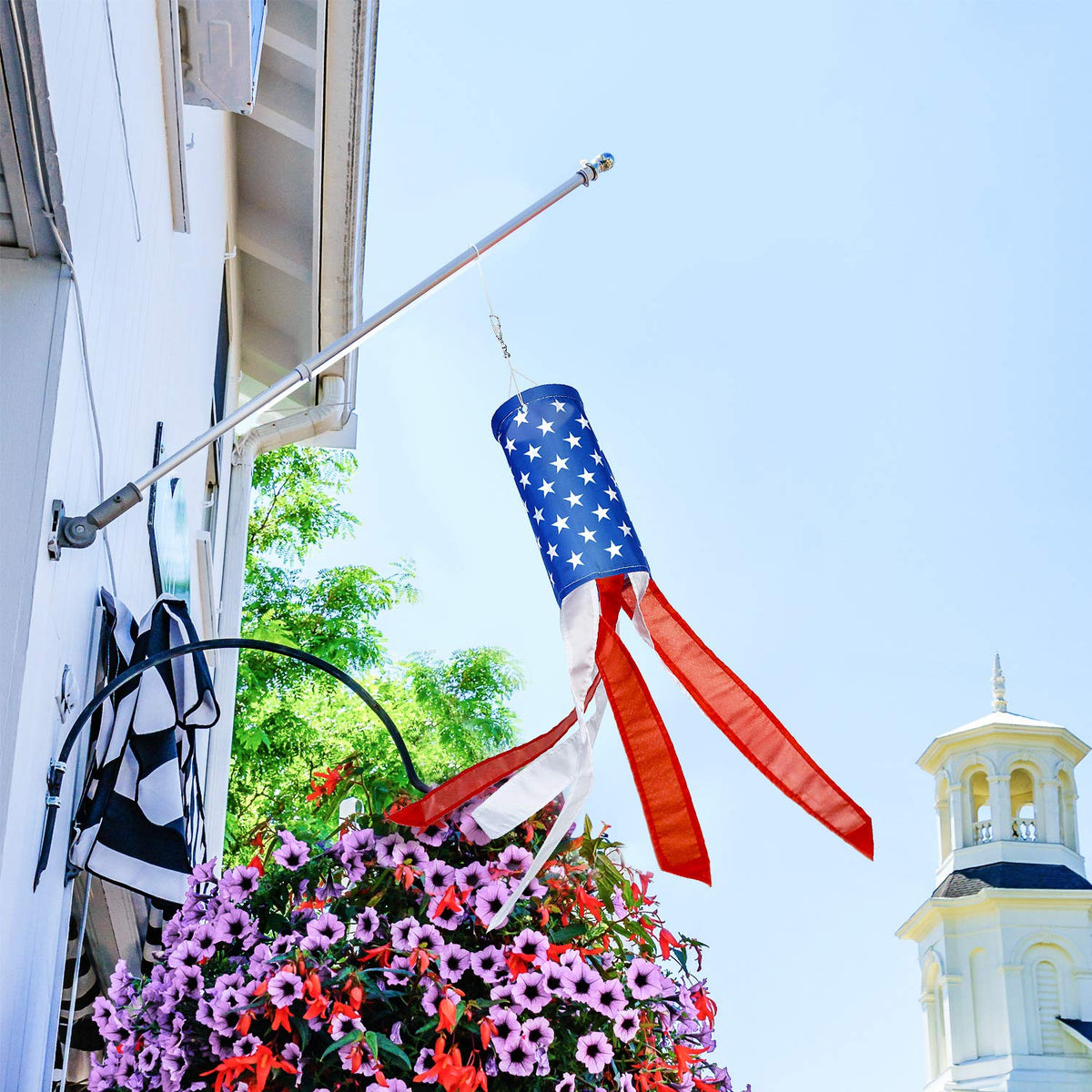 Boao Outdoor patio decor windsock enhances yard ambiance during events.
