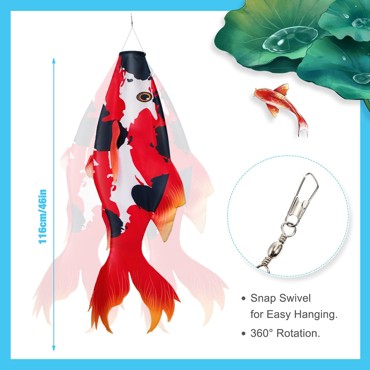 Boao realistic fish windsock outdoors with lifelike design.
