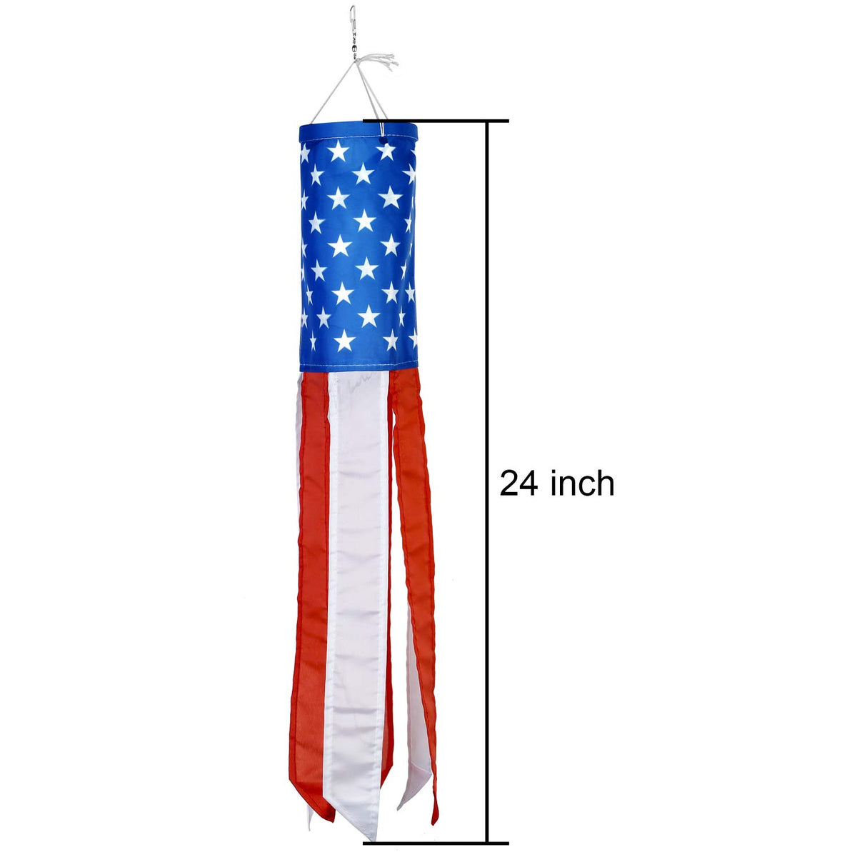 Boao Stars and Stripes windsock 24in adds festive flutter to outdoor spaces.