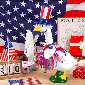 BOARDFEB bow tie with Stars and Stripes elevates backyard display.