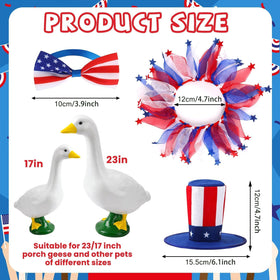 BOARDFEB goose scarf highlights Independence Day colors for porch decor.