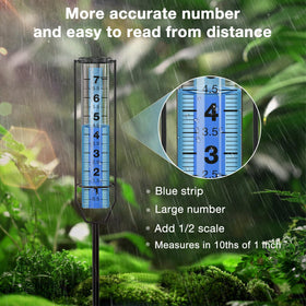 BoArt rain gauge showing blue strip readout to reduce glare