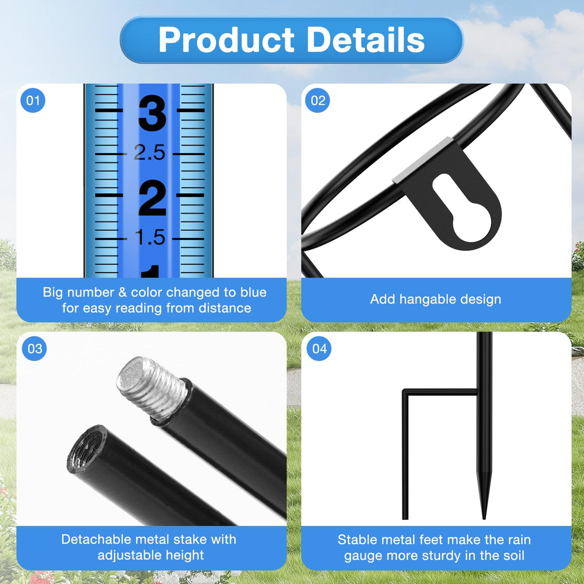 BoArt rain gauge freestanding base for stable placement