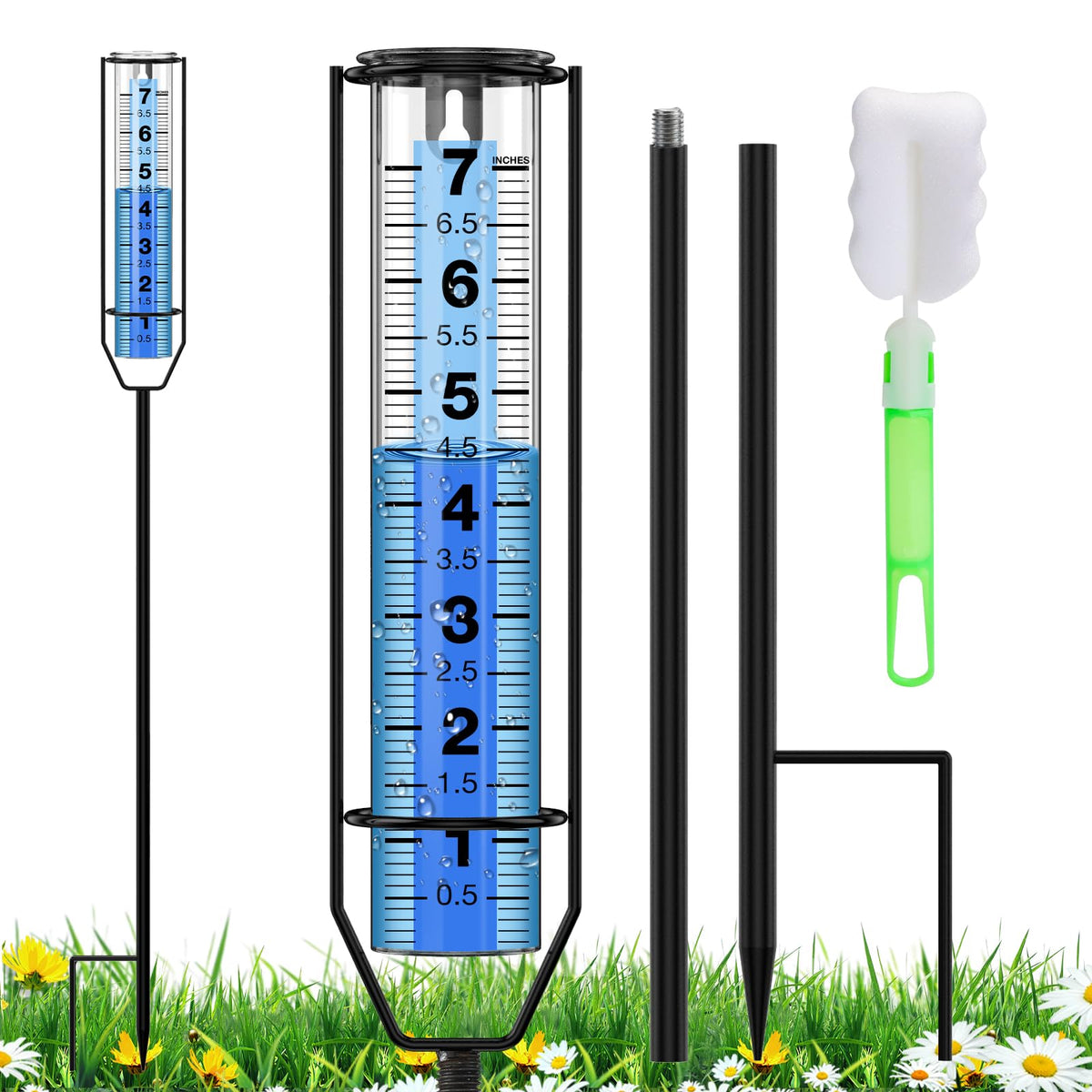 BoArt rain gauge with thick transparent tube for clear outdoor readings