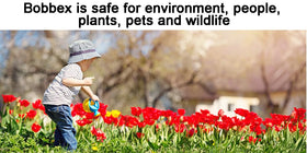 Bobbex wildlife-safe usage highlights humane deterrent for yard.