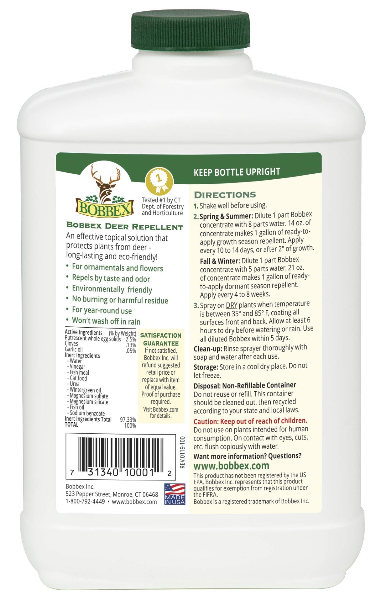 Bobbex spray on garden plants provides long-lasting deterrence.
