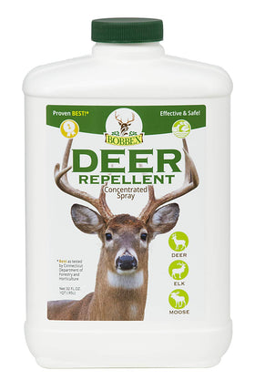 Bobbex concentrated deer repellent applied to leaves to deter deer.