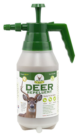 Bobbex deer repellent bottle ready to use protects garden plants from deer.