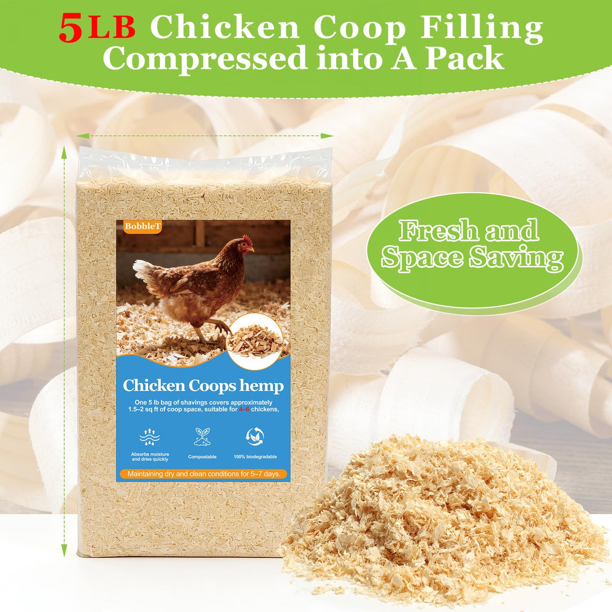 BobbleT absorbent pine shavings demonstrate 3x weight absorption for dry nesting boxes