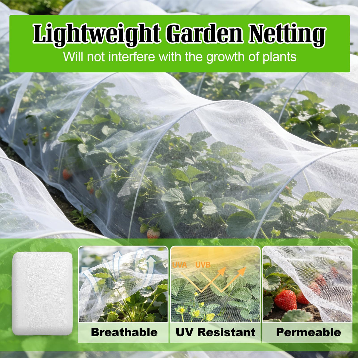 BobbleT netting secured on hoop frames for seasonal garden protection