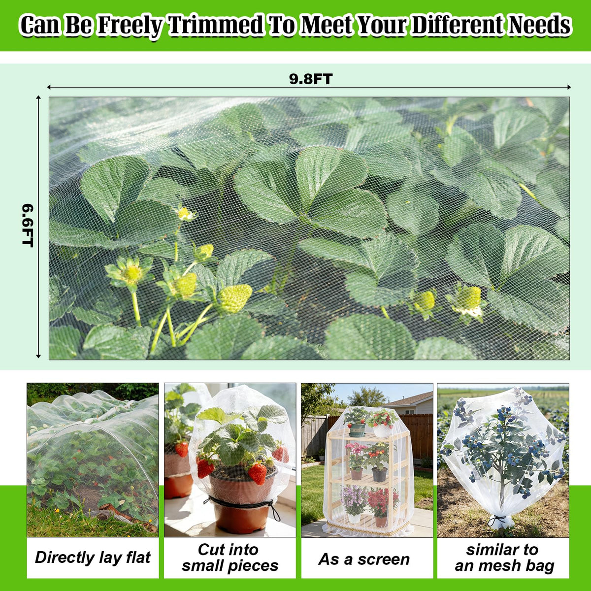 BobbleT netting over raised-bed strawberries shields harvest without blocking air