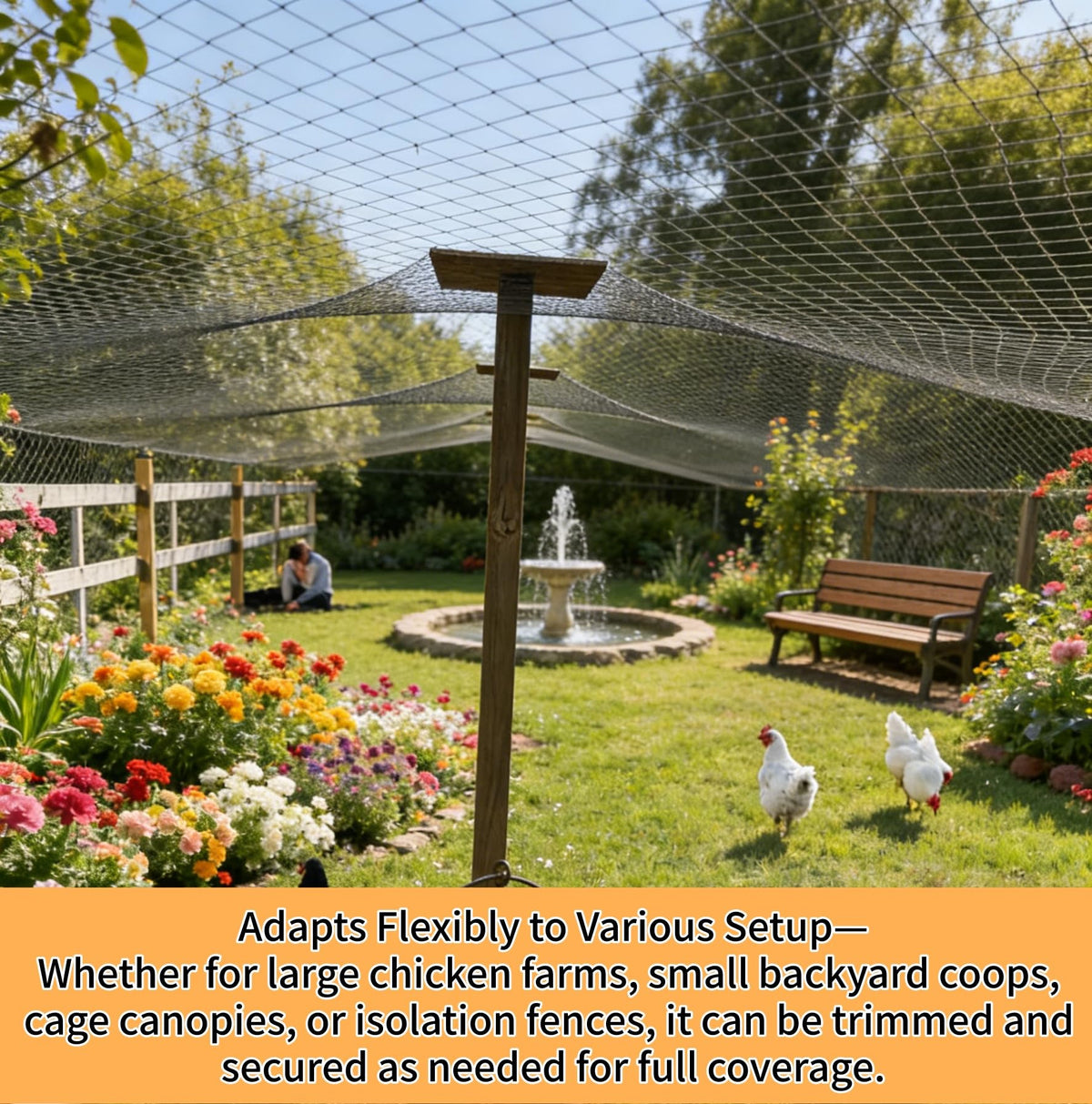 Ideal for covering chicken runs and coop perimeters.