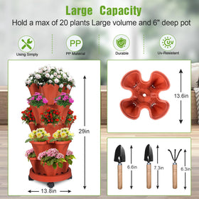 Bociks 5-tier stackable planter close-up of drainage system