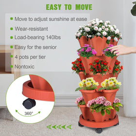 Bociks vertical planter with four-direction wheels for easy mobility